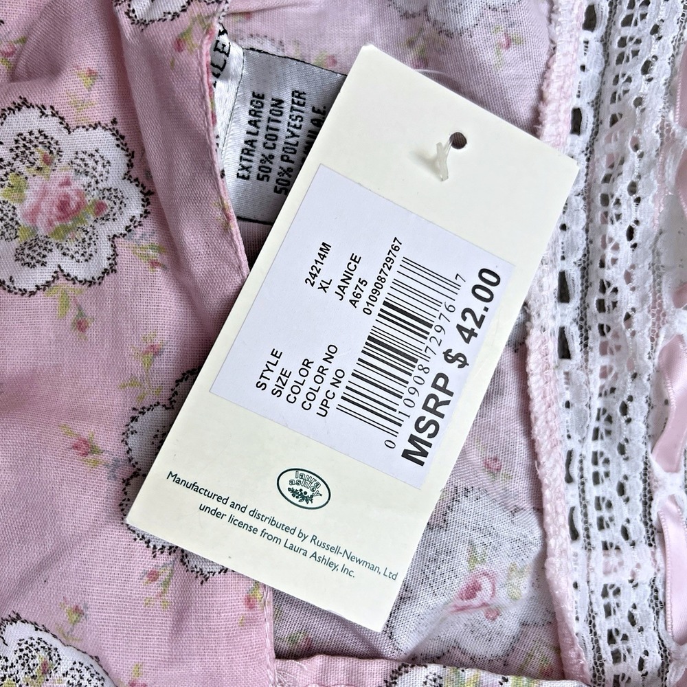Laura Ashley Floral Cami Women XL Pink Lace Trim Coquette Cotagecore Pastel NWT - Picture 6 of 7